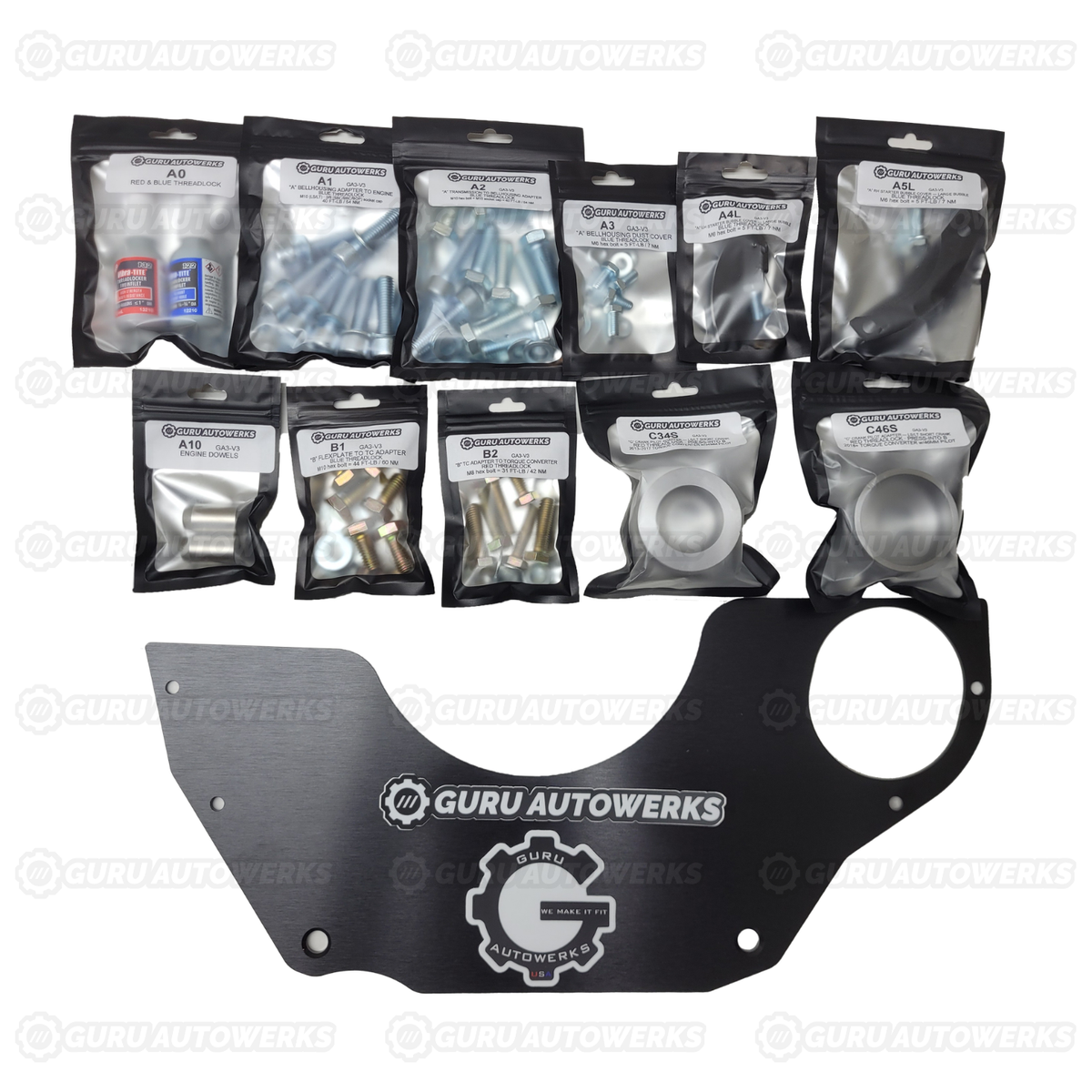 GA3-V3 Transmission Adapter Kit — GM LS · LT · SBC · BBC · BOP to Dodge 8HP70 · 75 · 90 · 95