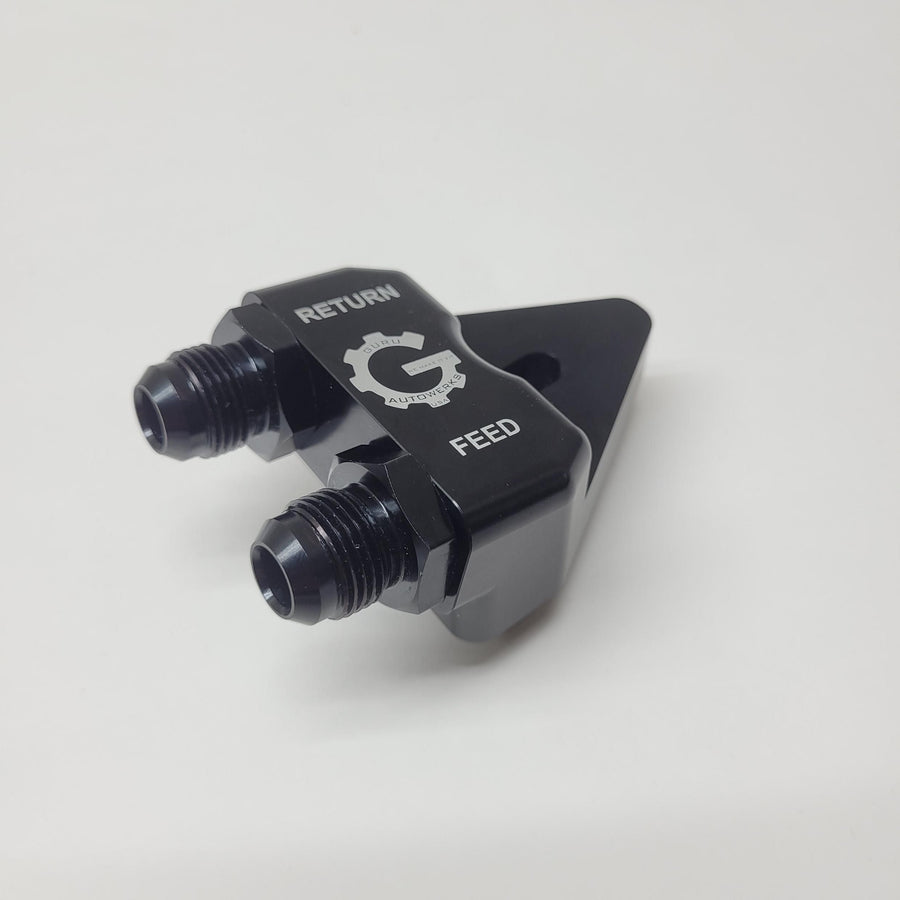 Guru Autowerks BMW & Jaguar cooler adapter with 8AN fittings installed